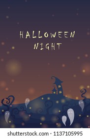 Halloween night landscape vector back ground for decoration.