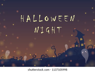 Halloween night landscape vector back ground for decoration.