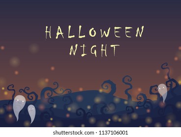 Halloween night landscape vector back ground for decoration.