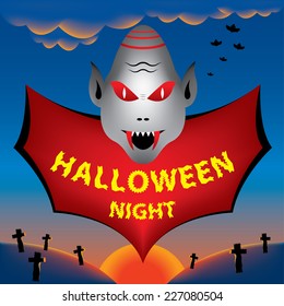 A halloween night logo, dracula.
