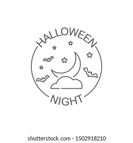 Halloween night.  Logo on white background. Editable stroke. Vector illustration.