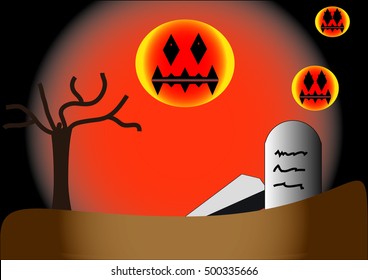 Halloween Night with  Moon Ghost