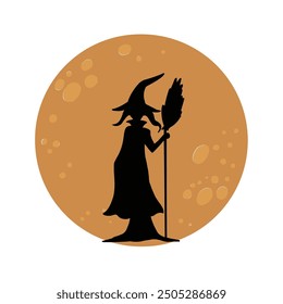 Halloween night moon witch spider silhouette decoration