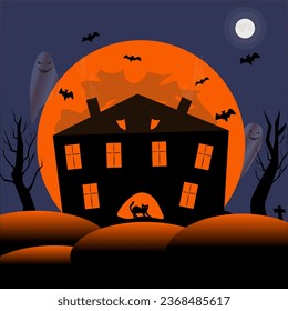 halloween, night and moonligt. Vector illustration