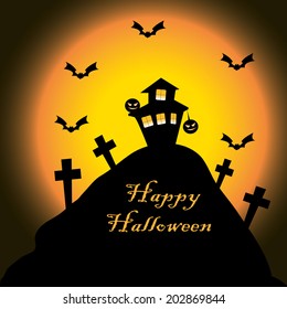 Halloween night, on the moon background