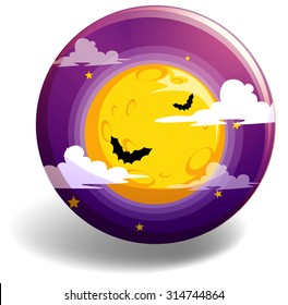 Halloween night on round badge illustration