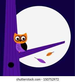 Halloween night Owl template with copy space