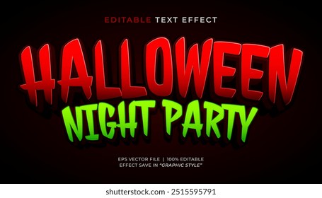 Fiesta de noche de Halloween 3d editable efecto de texto Plantilla de misterio