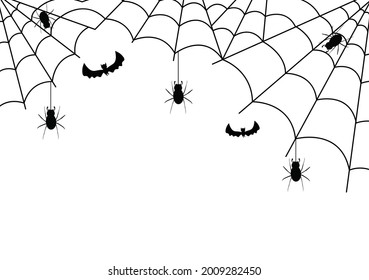 Halloween Night Party Background Landing Page Illustration With Witch, Haunted House, Pumpkins, Bats and Full Moon For Add Your Design Style
