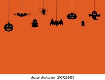 Halloween Night Party Background Landing Page Illustration With Witch, Haunted House, Pumpkins, Bats and Full Moon For Add Your Design Style