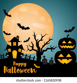 Halloween night party background.Vector illustration.