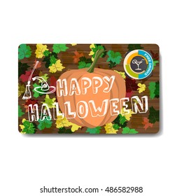 Halloween night party card. Vector flat cartoon illustration 