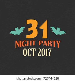 Halloween Night Party Emblem Template, Logo Badge. Design Elements for Posters, Invitations, Stickers, Gift Cards, T-shirt prints. Vector illustration
