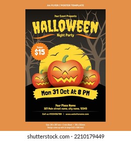 Halloween night party flyer design template