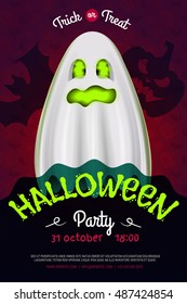 Halloween night party flyer. Poster for your Party. Vector illustration.