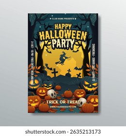 halloween night party holiday poster invitation template