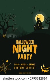 Halloween night party invitation poster