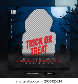Halloween night party invitation social media post banner template