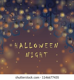Halloween night party lights vector back ground.