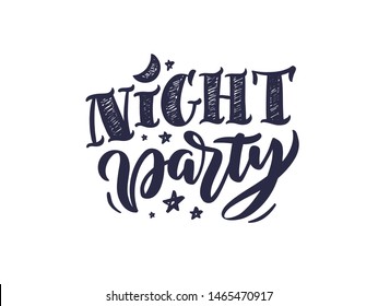 Halloween night party. October holiday celebration handwritten lettering set. Halloween festive decoration, stickers pack. 