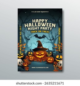 halloween night party poster celebration template design