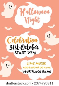 Halloween night party poster flyer or social  media post design