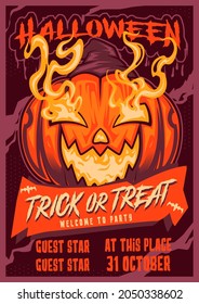 Halloween night Party Poster Vector