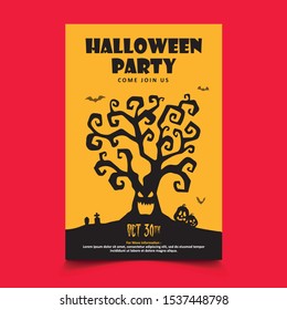 Halloween Night Party Print Ready Poster Vector Template For Multipurpose Use