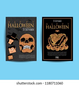 halloween night party with scary design background for invitation card poster flyer. invitation template for Halloween party