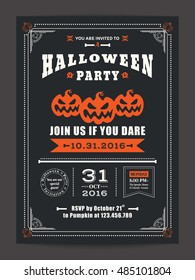 halloween night party with scary pumpkins design background for invitation card poster flyer