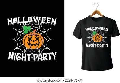 Halloween Night Party T Shirt , Halloween Pumpkin , Halloween Spidernet Pumpkin