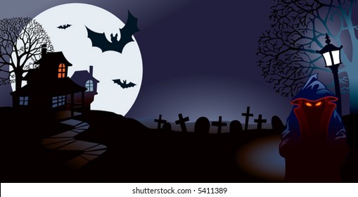 Halloween night, perfect illustration for Halloween holiday