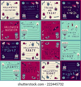 Halloween night postcard invitation. Vector pattern for web page backgrounds, postcards, greeting cards, invitations, pattern fills, surface textures.