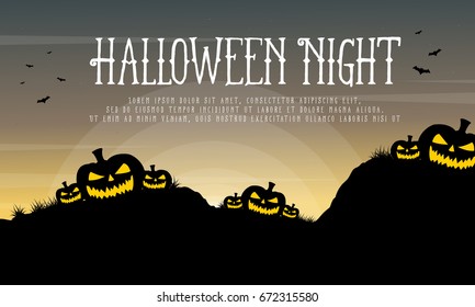 Halloween night with pumpkin background