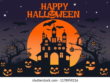 Halloween night with pumpkin background, Abstract Graphic Design, template, Vector illustration