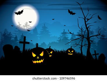Halloween Night Concept Vector Banner Stock Vector (Royalty Free) 727983202
