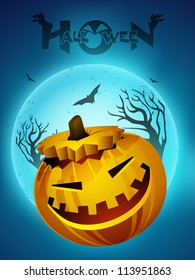 Halloween night with scary pumpkin. EPS 10.