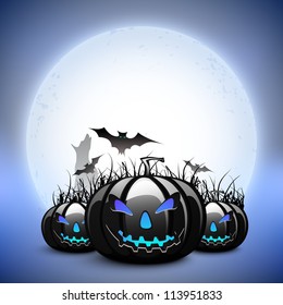 Halloween night with scary pumpkins. EPS 10.