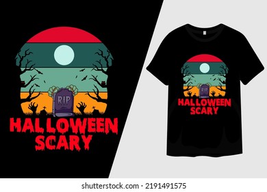 Halloween Night Scary Retro Vintage T Shirt Design