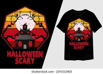 Halloween Night Scary Retro Vintage T Shirt Design