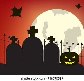 Halloween night shadown and bigmoon vector