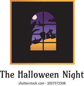 the halloween night silhouette view by window