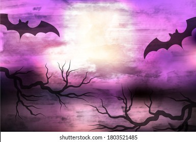Halloween night sky landscape background