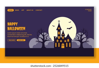 Halloween Night Social Media Landing Page Cartoon Hand Drawn Templates Background Illustration
