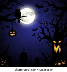 Halloween night spooky illustration VECTOR