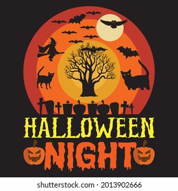 Halloween night t shirt design, vector file.