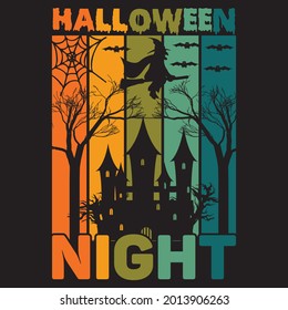 Halloween night t shirt design, vector file.
