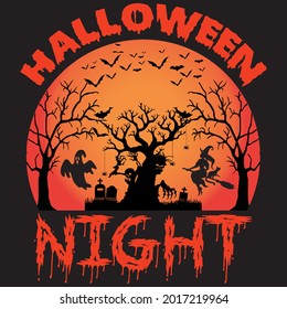 Halloween night t shirt design, vector file.