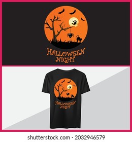 Halloween Night t shirt Design, Vector Element Template.