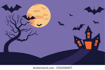halloween night theme background design, vector and illustration